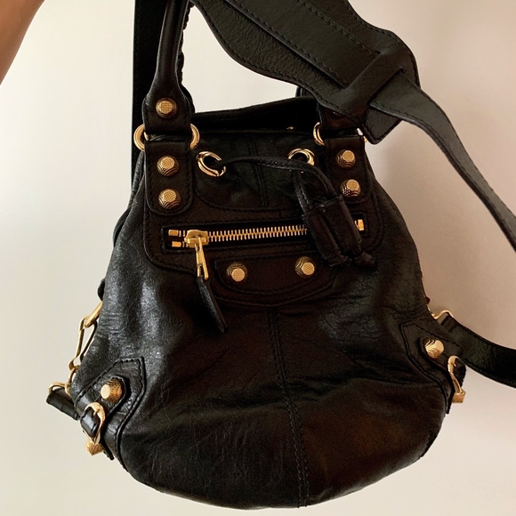 Balenciaga Handbags - Balenciaga Black Bucket Bag with Gold Hardware